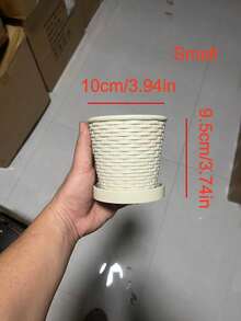 Maceta tejida de bambú grueso, maceta de estilo nórdico para interiores/exteriores, maceta de plástico con agujero de drenaje y bandeja, adecuada para plantar hiedra, suculentas y otras plantas en maceta - Multicolor - Ver 10