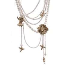 多层优雅珍珠项链，女士款，适合派对、婚礼、秋冬季佩戴。 - 銀色 - 查看 5