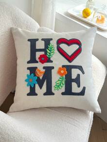 1件亚麻3D立体刺绣抱枕套，适用于客厅、卧室、沙发等各种环境，四季皆宜 - 彩色 - 查看 10