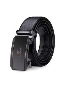 WilliamPOLO 男士真皮腰带，年轻男士新款裤带，耐用超细纤维自动扣，休闲商务时尚优雅礼盒包装 - 可调节长度