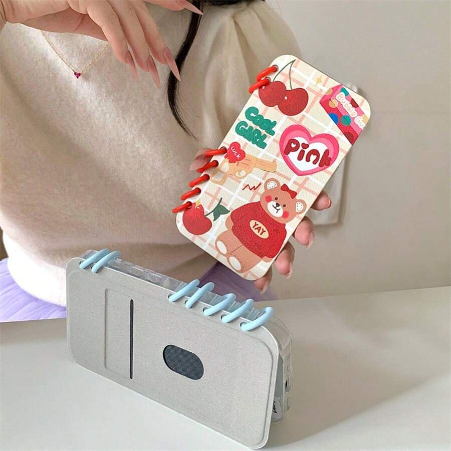 1pc Flip Cover Laptop & Phone Case, Luxury Minimalist Full Protection Case, Compatible With IPhone 11, 12, 12 Pro, 13, 13 Pro, 13 Pro Max, 14, 14 Pro, 14 Pro Max, 15, 15 Pro, 15 Pro Max, 15 Plus, 16, 16 Pro, 16 Pro Max, 16 Plus, 17, 17 Pro And 17 Pro Max - Pink - View 1