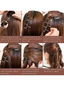5pcs/6pcs Hair Braiding Tool Set, Including Fish Tail Braid, Wave Braid, Bun Maker, Twist Braid Maker, Suitable For Beginners/Girls/Women, Quick Hairstyle Tools, Daily Hair Accessories Set - Black - View 8