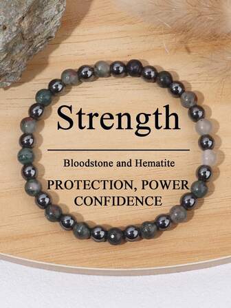 6mm hematitblodsten kraftfullt skyddsarmband, styrka, jordning, absorberar negativ energi armband för män kvinnor yoga smycken festpresenter och födelsedagspresent