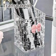 1pc Desktop Pen Holder, Two Colors. 4.13*2.95*2.95in, Clear Acrylic Desktop Organizer - Pen Holder And Storage Box Daily Necessities For Offices And Dormitories - Multicolor - View 7