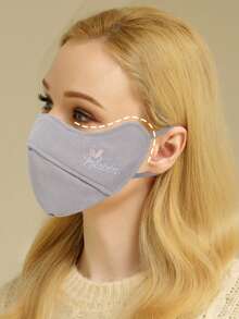 1/3 Stücke schwarze/rosa Gesichtsmaske für Frauen, hält warm und ist atmungsaktiv, kurzer Kinnschutz aus Samtgewebe, geeignet für Herbst und Winter mit bestickter Hasengesichtsmaske