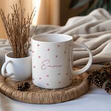 1pc Personalized Couple Coffee Mug With Name, 11oz Custom Mug For Girlfriend, Custom Valentine Day Romantic Present, Custom Mug Gift For Her Wife Anniversary Valentine's Day, Gifts For Girlfriend, Wedding, Birthday, Christmas Gifts - trắng - Xem 3