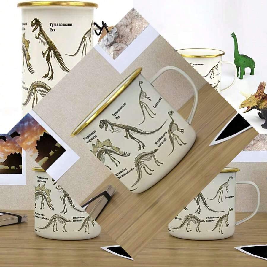 Dinosaur-shaped enamel cup for gifts, multicolor - Multicolor - Ver 1