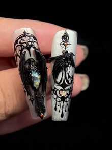 1pc/2pcs Nail Art Mold Raven Candlestick Dinosaur Skeleton 3D Nail Art Decor Transparent Silicone Mold - Clear - View 6