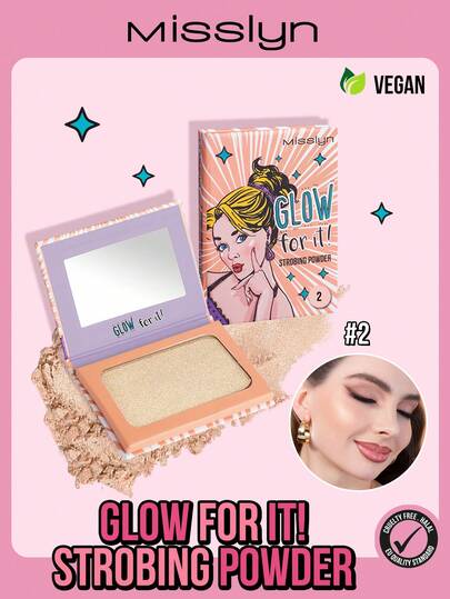 MISSLYN-GLOW Radiant Highlighter Powder! Shimmery, High-Pigment, And Silky Formula Creates A Natural Glow, Brightens Complexion, And Feels Lightweight. Branded Makeup, Face Cosmetics Suitable For Women And Girls. A Must-Have For Winter, Y2K Style, Versatile And Fashionable. Great For Birthday, Valentine's Day, Party, And New Year Gifts. Vegan And Cruelty-Free.