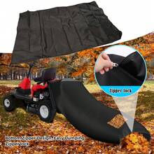 Sac à feuilles imperméable en tissu Oxford - Ramasseur de feuilles avec fermeture éclair et cordon de serrage en filet pour tracteurs et tondeuses à gazon - Noir - Voir 9