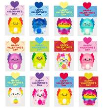 4/8/16/24pcs Valentine's Day Gift Cards, Containing Soft & Squishy Axolotl Toys, Stress Relief Toys, Ideal For Valentine's Party Favor Bags, Gift Exchange, Classroom Rewards, Random Colors - Valentine's Day - View 1
