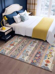 1pc Bohemian Style Large Area Rug, New Faux Wool Washable Bottom Indoor Carpet, Living Room Rug, Sofa Rug, Bedroom Rug, Bedside Anti-Slip Mat, Dining Room Kitchen Rug, Office Chair Pad, Entryway Doormat, Outdoor Picnic Mat, Outdoor Camping Blanket - Multicolor-5 - View 3