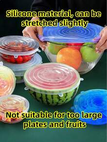6Pcs Reusable Silicone Stretch Lids - Stretchy Silicone Lids For Bowls - Reusable Silicone Bowl Covers Reusable - Silicone Covers For Bowls - Silicone Covers For Bowls - Silicone Microwave Cover,Random Color And Style - Multicolor - View 2
