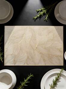 1-12pcs Rectangular Minimalist PVC Placemats, Washable, Easy To Clean, Wipe-Clean, Non-Slip, Dining Table Mats, Sweet Reverie, Elegant Placemats, Dining Table Setting, Kitchen Tabletop Mats, Holiday Wedding Decor - Multicolor - View 2