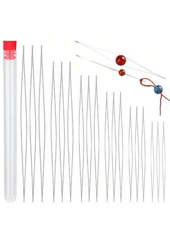 18ชิ้นชุดเข็มร้อยลูกปัดสแตนเลส - เข็มตาโตขนาดใหญ่สำหรับทำเครื่องประดับ, ทำสร้อยข้อมือและลูกปัด - ขนาดต่างๆ พร้อมขวดเข็ม, ชุดเข็มร้อยลูกปัดหลายขนาด, เข็มร้อยลูกปัดสแตนเลส, เครื่องมือทำเครื่องประดับสำหรับสร้อยข้อมือ DIY, สร้อยคอและงานฝีมือ, เข็มร้อยลูกปัดทำมือ DIY สำหรับอุปกรณ์เครื่องประดับ, อุปกรณ์ทำสร้อยคอเครื่องประดับ, อุปกรณ์เสริมเข็มกลัดทำมือ