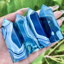 1pc Pink/Blue Agate Pillar With Unique Irregular Cracks And Small Holes; A Interior Decorations , The Perfect Gift For Family And Friends, Or A Valentine's Day Or Easter Present. - Multicolor - View 1