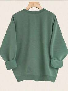 2026 Valentine's DayWomen's Olive Green Round Neck Sweatshirt - Minimalist 'IT's A BEAUT CLARK' Letter Print And Full Pattern, Loose Long Sleeve Casual Sweater, Suitable For Autumn/Spring Layering, Comfortable Pullover For Daily Wear (Machine Washable) - Women's Green Sweater, Loose Fit, Fashionable Letter Print, Versatile Design, Can Be Layered Or Worn Alone, Women's Autumn Clothing, Halloween Sweater, Ugly Christmas Sweater, Women's Christmas Sweater, Christmas Sweater, Women's Christmas Sweater, Women's Autumn Clothing, Women's Long Sleeve Top, Women's Autumn Sweater, Happy Birthday SweatshirtLoose And ComfortableLoose And Comfortablevalentine Outfits For Women - Xám - Xem 9