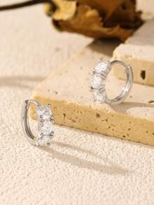 MODIAN D Color Clarity VVS1 Moissanite Halo Earrings 925 Sterling Silver Classic Stud Earrings For Women Luxury Bridal Jewelry - Bạc - Xem 5