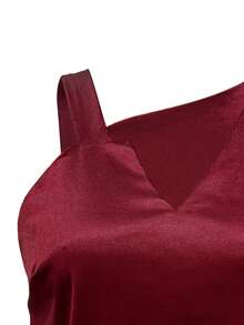 Women's Asymmetrical V-Neck Sleeveless Casual Elegant Commuting Holiday Date Office Home Top, Spring/Summer - Burgundy - View 5