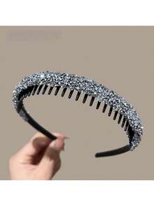 2pcs Colorful Rhinestone Headbands, Versatile For Daily Wear ,Hair Band ,Hair Hoop Hairband - Black and White - View 5