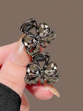2 piezas/4 piezas Pinzas para el cabello de mujer con flores de cristal de lujo y piedras rhinestone, accesorios de cabello elegantes y románticos para fiestas, adecuados para el trabajo diario y el transporte