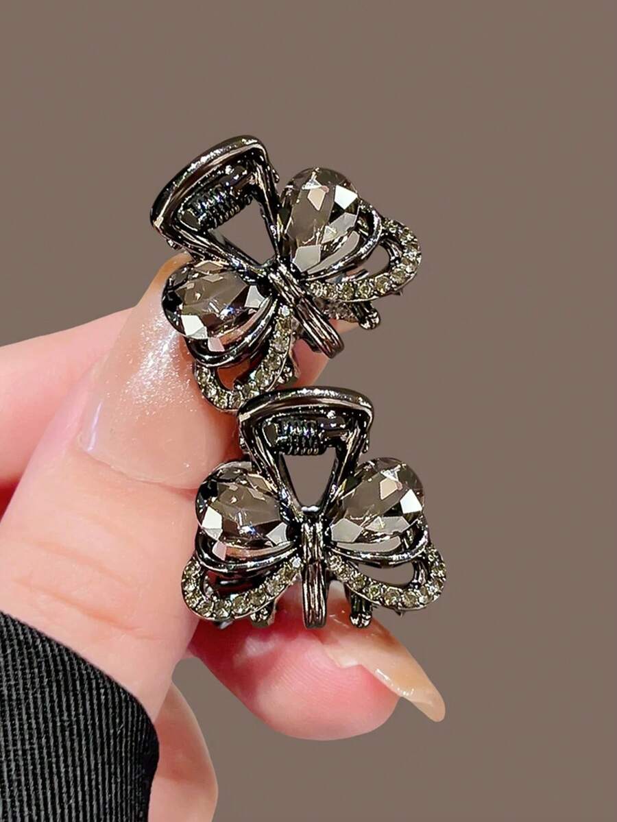 2pcs/4pcs Women's Alloy Rhinestone Crystal Flower Hair Claw Clips, Elegant Luxury Hair Accessories, Romantic Glamorous Hair Clips For Parties, Suitable For Daily Work Commute Hair Bow Hair Clutch - Multicolor - View 1