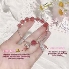 草莓香氛疗愈水晶可爱手链、铃铛羽毛水晶手链、天使水晶珠项链、卡通猫眼友谊项链。这些设计既可爱又优雅，是节日和生日的理想礼物。 - 粉紅色 - 查看 6