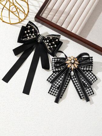 1件优雅复古宫廷风创意千鸟格纹花卉合金水钻复古徽章胸针，奢华珠宝胸针别针，适合日常佩戴，约会礼物