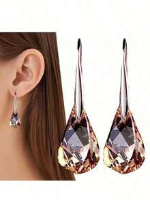 1Pair Elegant Colorful Earring Women Bridal Wedding Drop Earring Anniversary Earring Jewelry - 杏色 - 查看 13