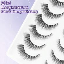 7對 15mm 仿貂毛 纖細 3D 蓬鬆貓眼假睫毛 - 黑色 - 查看 5