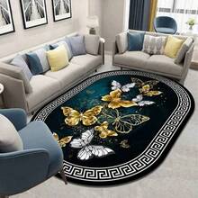 1 Pieza Alfombra De Terciopelo De Cristal Antideslizante Y Lavable, Alfombra Decorativa Grande Para Sala De Estar, Dormitorio, Estudio Con Diseño De Estilo Chino Clásico - Negro - Ver 12