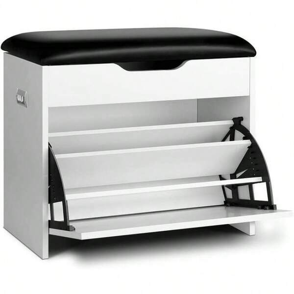 Shoe Rack Storage Cabinet Bench Box Drawers Adjustable Shelf Stand Organiser Benches Seat Stool Organizer Home Decor Indoor Outdoor Bedroom Hallway Furniture Durable And Strong White 15 Pairs