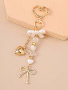1pc Unisex Faux Pearl Bow Keychain Pendant, Beach Series Friends, Chain Accessory - 多色 4 - 查看 9