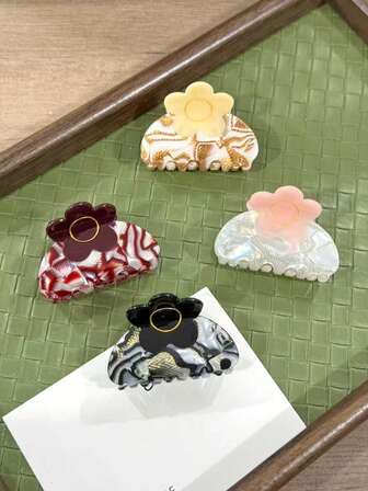 1 pieza Nuevo Clip de pelo con diseño de empalme hueco con flores pequeñas, adecuado para peinados de moño, accesorio de moda para el cabello, excelente regalo para el cumpleaños o el Día de San Valentín, Clip de pelo casual