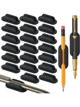 Självhäftande pennhållare för skrivbord, set om 5 - Silikonpennhållare - Flexibel pennhållare för väggar, urklipp, kontorstillbehör, lärarmaterial, silikonpennorganisatör för skrivbord, anteckningsbok, vägg eller urklipp, återanvändbara lärarmaterial för klassrum, kontor, skoltillbehör