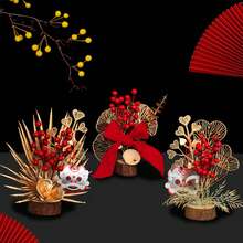 Decorative Chinese Spring Tree Ornament For The New Year – Festive Office Decoration For Bedroom And Living Room – Tiger Theme - (擺飾3掛件隨機)新年家居裝飾品樹擺件 - 查看 9