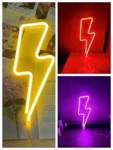 1pc Lightning Neon Light, Battery/USB Powered LED Light, Suitable For Girls Room, Game Room, Bar Party, Valentine's Day, Mother's Day Decor - Multicolor - View 4