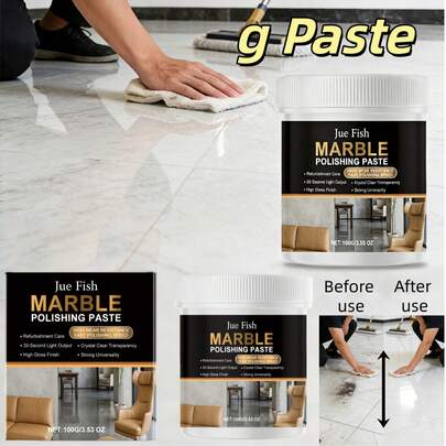 1 pieza Pasta pulidora de mármol Jue Fish, quitamanchas para encimeras de cuarzo de cocina, limpiador y abrillantador de azulejos, pulidor de suelos de mármol y cerámica