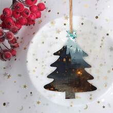 Adornos de madera de Navidad, castillo sombrío y bruja, árbol de Navidad, para colgar en forma de árbol de Navidad, decoración colgante de Navidad para Año Nuevo, decoración de, 2 piezas - Forma de campana - Ver 8
