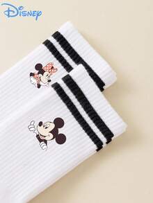 5 Pairs  And Pattern Calf Socks, Sports Stripes, Polyester Material, Cute Cartoon Design, Fashionable, Casual, Breathable, Suitable For Daily Wear, Back To School Season, Holiday Gifts. - Multicolor - View 2