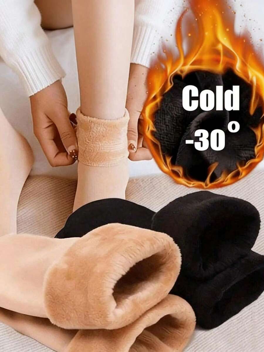 1/2/4/10双装男女通用加厚保暖羊毛袜，冬季纯色保暖袜，完美节日礼物，男女皆宜，超级舒适保暖 - 彩色 - 查看 1