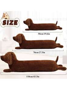 Cozy Canine Companion - Plush Dachshund Long Pillow: Your Multi-Purpose Cushion For Hugs, Lounge, And Rest, Bedroom Decor Festival Gifts - Brown - View 10