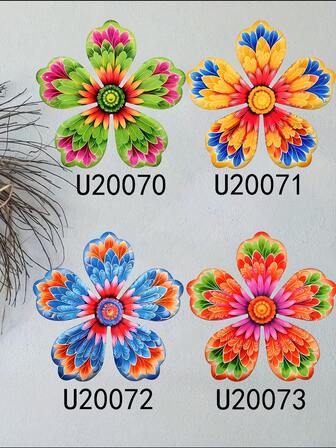 1 pezzo (20-60cm), Decorazione da parete in metallo colorato/di , stile artistico bohémien, fiori dettagliati con texture di piume, ideale per gli amanti dello stile bohémien e della decorazione per la casa, tema floreale bohémien - perfetto per Ognissanti/Natale/Festa dei bambini, feste in casa/progetti fai-da-te/riscaldamento della casa, soggiorno/camera da letto/studio/balcone, primavera/estate, decorazione appesa.