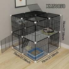 DIY Multi-Tier Small Cat Cage, Compact Metal Pet Cage, Spacious Kitten Villa, Assemble-Style - Multicolor - View 3