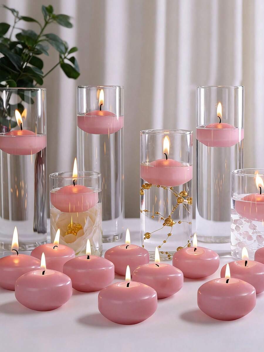 漂浮蜡烛，白色无滴蜡燃烧蜡烛，适用于婚礼、派对、特殊场合和家居装饰，可用作桌面中心装饰品和圣诞装饰品，有多种尺寸可供选择 - 选择与您的烛台完美匹配的尺寸。 - 彩色 - 查看 1