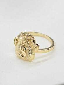 1pc Fashion Punk Style Money Bag Prosperity Ring, Suitable For Men's Daily/Party/Event Wear, Wealth Lucky Ring Accessory, Stylish Charm Jewelry, Great Christmas/Halloween/Easter Gift For Boyfriend/Father - Gold - View 6