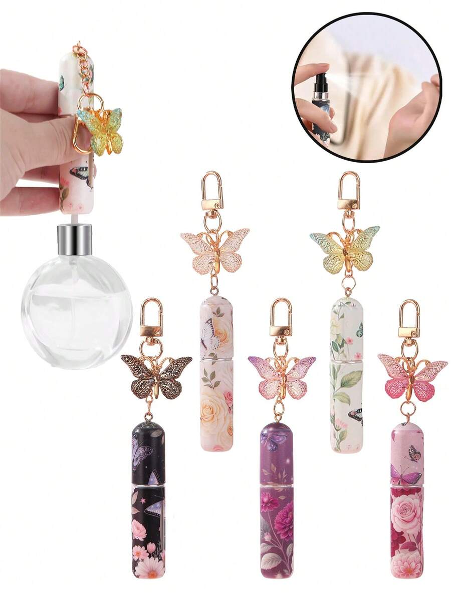 1PC Portable Mini Perfume Atomizer Spray Bottle Set – Refillable Travel Size 5ml Fragrance Dispenser For On-The-Go Touch-Ups – Gradient Butterfly Keychain Design, Ideal For Carrying Your Favorite Scents In Purses, Pockets, Gym Bags, And During Travel Or Shopping Trips – Leakproof, Easy To Fill, And Perfect For Parties & Everyday Use - 彩色 - 查看 1
