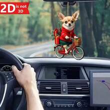 Chihuahua Riding A Bicycle Ornament - 2D Flat Acrylic Christmas Decoration With Expressive Eyes And Ears, Irregularly Shaped Dog Statues, Suitable For Homes, Parties, Keychains - A Gift For Chihuahua Lovers, Durable And Lightweight Holiday Decoration, Festive Chihuahua Riding A Bicycle With Basket, Classic Style Suitable For Christmas And All Year Round, Perfect For Tree Or Tabletop Display, Ideal Gift For Pet Lovers - 1 - View 7