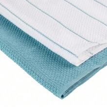 Best - Dobby Rice Weave Kitchen Towels, 15" X 25", Set Of 10, Teal - Topaz Blue - View 4