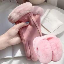 女士冬季保暖手套耳罩套装（2 件装） - 可折叠弹性耳罩，触屏防滑防寒手套，适合骑行和日常佩戴，理想的节日/生日礼物 - 彩色 - 查看 12